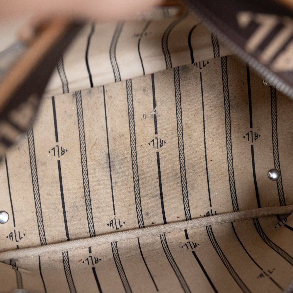 Lauren Ralph Lauren Brown Monogram Tote Bag Shopper Purse Handbag - Picture 10 of 11